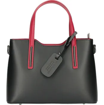 Kabelka Kožená černá dámská kabelka s červenými ramínky do ruky Maila