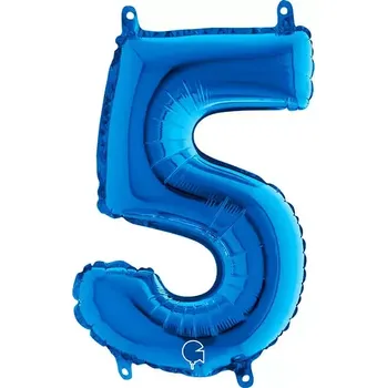 Balónek Foliová číslice modrá 5 - 35 cm