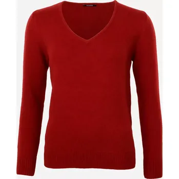 Dámský svetr Dámský vlněný svetr s výstřihem Kašmír Skořicová XL