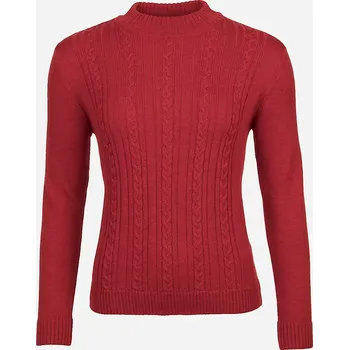 Dámský svetr Dámský vlněný svetr Merino se vzorem Červená XL
