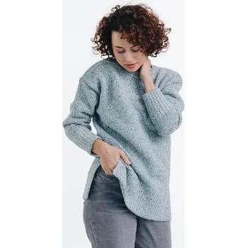 Dámský svetr Dámský vlněný volný svetr Alpaka Blend Světle modrá M-L