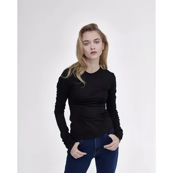 Dámské tričko Dámské triko Merino Basic 140 řasený rukáv Černá M