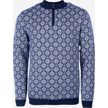 Pánský svetr Pánský vlněný svetr WOOLIFE STAR Tmavě modrá, bílý vzor S