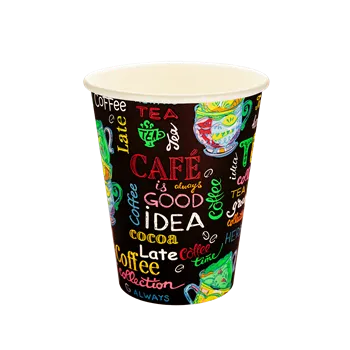 Jednorázové nádobí ECOFOL Papírový kelímek 0,3 l CTG O90mm nápojový Happy time ideal pack® bal/50 ks