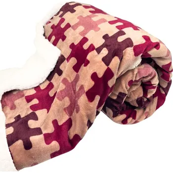 deka Home Elements Mikroflanelová deka, Puzzle, červená a hnědá Home Elements