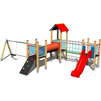 Dětské hřiště Playground System DĚTSKÉ HŘIŠTĚ - sestava se skluzavkou a houpačkou 4U306D
