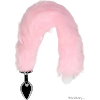 Anální kolík Kovový anální kolík se svítícím liščím ocáskem, růžový