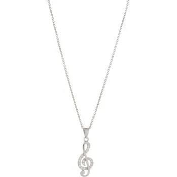 Náhrdelník Stříbrný náhrdelník Houslový klíč s kamínky III - Stříbrný šperk 925/1000
