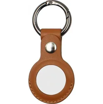 Ostatní příslušenství k chytrým hodinkám eses AirTag pouzdro a klíčenka z PU kůže - Hnědá