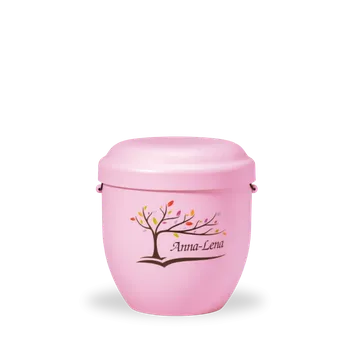 Smuteční dekorace Dětská urna Leaf - Růžová/Strom se jménem