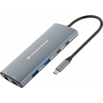 Conceptronic USB HUB CONCEPTRONIC 10-in-1 Dock USB-C->HDMI,2xUSB-C,3xUSB-A,SD sw