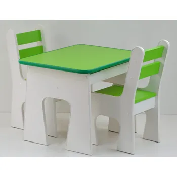 Dětský stůl Dětský Dřevěný jídelní set vencl 1S+2K Model K3 zelený kidsmeb