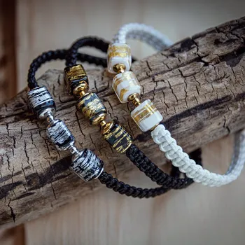 Náramek Lampglas Náramek Untamed Beauty s ryzím stříbrem nebo 24karátovým zlatem v perlách Lampglas Varianta náramku: bílo-zlatý