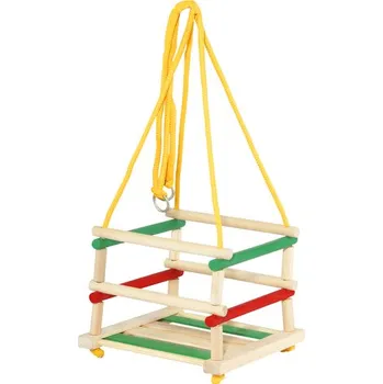 Dětská houpačka HOUPAČKA DŘEVĚNÁ BAREVNÉ PROVAZY