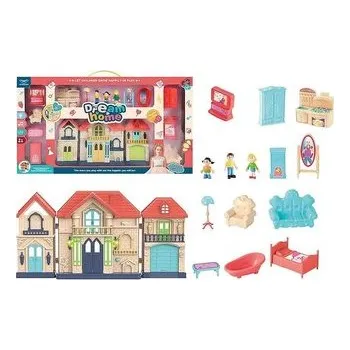 Domek dla lalek z meblami i figurkami