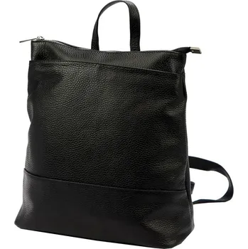 Městský batoh Kožený dámský módní batoh s čelní kapsou Luka černý