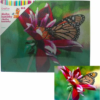 Dětské navlékací korálky Diamantové malování - Motýl a kytka 40 x 50 cm