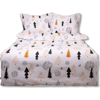 Povlečení Matex Vánoční stromky flanelové povlečení 140 x 200, 70 x 90 cm zipový uzávěr