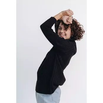 Dámský svetr Dámský svetr stojáček se zipem Kašmír Blend Hnědá XL-XXL