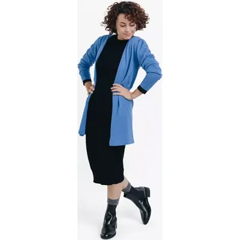 Dámský svetr Dámský vlněný 3/4 kardigan Světle modrá XL