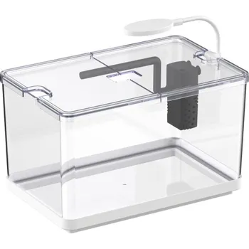 Akvaristika Mini plastové akvárium 10l s LED osvětlením a vnitřní filtrací bílá