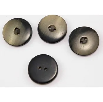 Knoflík Dírkový knoflík lesklý - khaki melír - průměr 1,8 cm