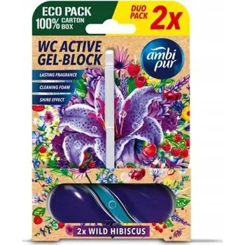 WC čistič AMBI PUR WC Active gel blok 2 x 45 g divoký ibišek