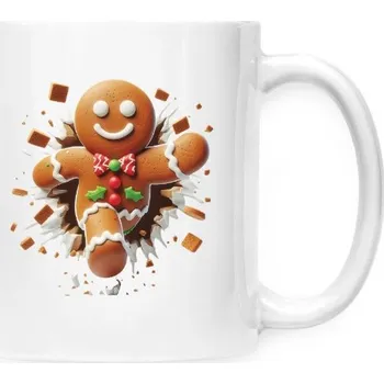 Hrnek malý bílý s potiskem 3D Vánoční perníček-1-hrneček