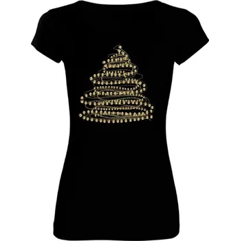 Dámské tričko Tričko s potiskem Zlatý vánoční strom dámské