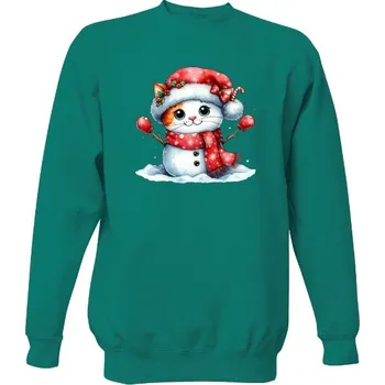 Pánská mikina Mikina bez kapuce Unisex s potiskem Kočička sněhuláček pánské