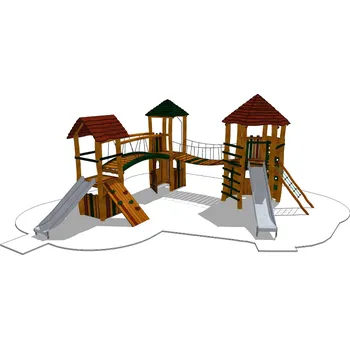 Dětské hřiště Playground System DĚTSKÉ HŘIŠTĚ sestava se skluzavkou z akátu - Čertův hrádek
