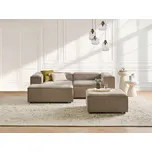 3místná modulární rohová pohovka světle hnědá manšestrové čalounění pravostranná černé nohy s taburetem moderní styl obývací pokoj Beliani