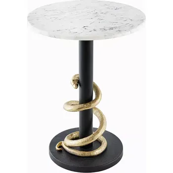 Konferenční stolek Odkládací stolek WILDLIFE SNAKE 50 CM bílý mramor