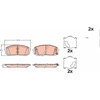 Brzdová destička Sada brzdových destiček, kotoučová brzda TRW GDB2492