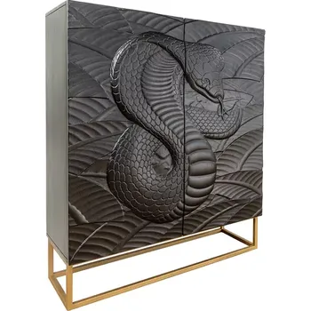 Komoda Vysoká komoda SNAKE 120 CM černá masiv mango