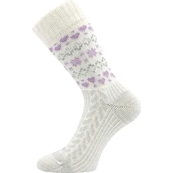 Dámské ponožky VOXX Ponožky dámské zimní vlněné VELTRA smetanové s levandulovou 39-42 124955