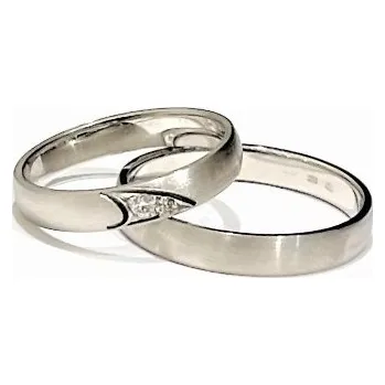 Prsten Ráj snubních prstenů | Snubní prsteny z bílého zlata se zirkony - skladem - 4543