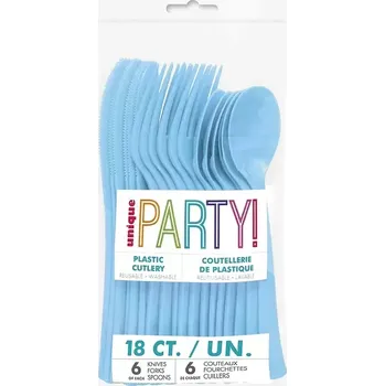 Příbor Plastové příbory světle modré 18ks