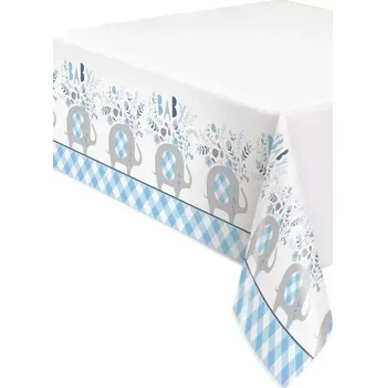 Jednorázový ubrus Plastový ubrus Sloník s květinami modrý