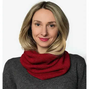 Šála Dámská kruhová vlněná šála Merino Extra Fine Claret Bordó