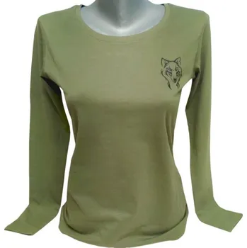 Dámské tričko Margita Trapper Myslivecké dámské triko s dlouhým rukávem s potiskem vlčice - Velikost XL