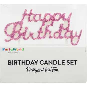 Svíčka Narozeninová svíčka HB - glitrovaná, růžová