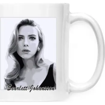 T-shock Hrnek malý bílý s potiskem Scarlett Johansson