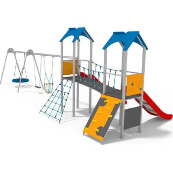 Dětské hřiště Playground System Herní sestava z nerezu se skluzavkou a houpačkami 11511