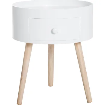 Konferenční stolek HOMCOM konferenční stolek se zásuvkou kulatý odkládací stolek konferenční stolek s nosností do 50 kg 38x38x45cm v bílé barvě do obývacího pokoje a ložnice | Aosom.de