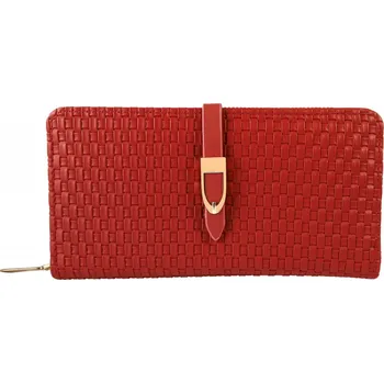Peněženka Charm Dámská peněženka z imitace kůže, tkaný design s ozdobnou přezkou červená