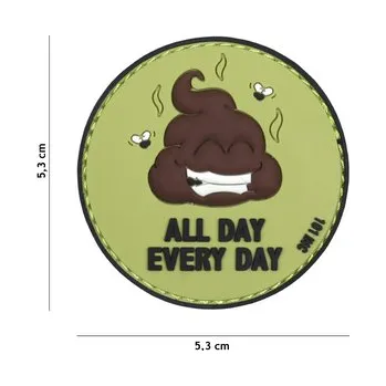 Nášivka Gumová nášivka 101 Inc nápis All day every day - olivová