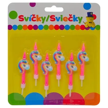 Svíčka Narozeninová svíčka s JEDNOROŽCEM a držákem 6ks