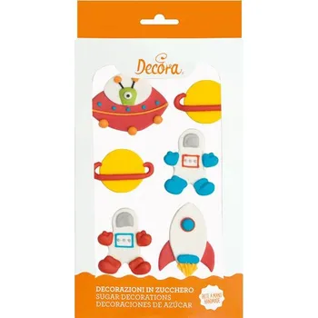 Přisada na vaření a pečení Cukrové zdobení na dort vesmír UFO 6ks - Decora