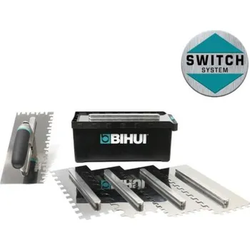 Sada nářadí BIHUI - PTSJG8 8-dílná sada zubových hladítek INOX s výměnnou rukojetí systém SWITCH v boxu